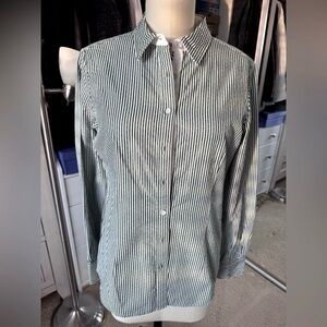 Brooks Brothers Green and White Striped Button Down Shirt